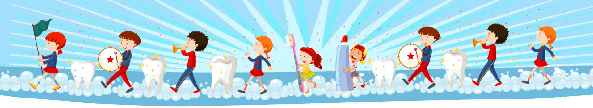 parade d'enfants chez le dentiste